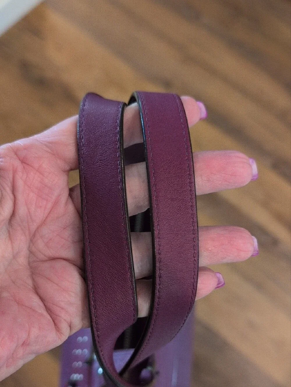 COACH Zoe Purple Glove-tanned Leather Studded Shoulder Bag